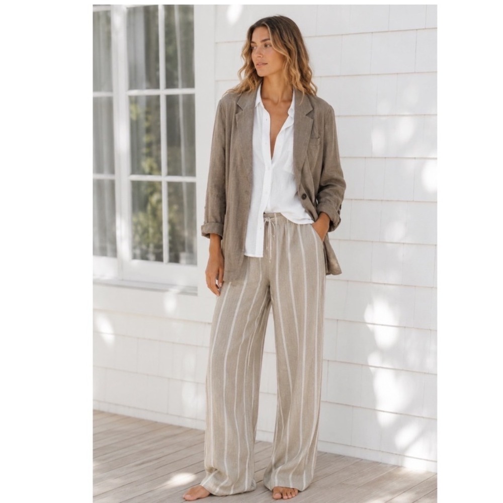 NEW Soft Surroundings Sheridan Blazer Women 2X Linen Taupe